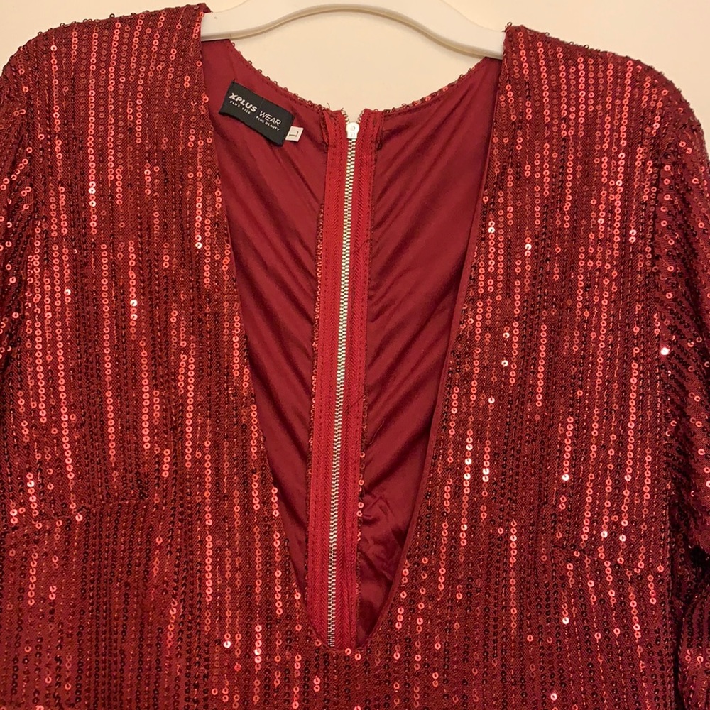 XPlus Wear Women’s read sequins evening gown plus size